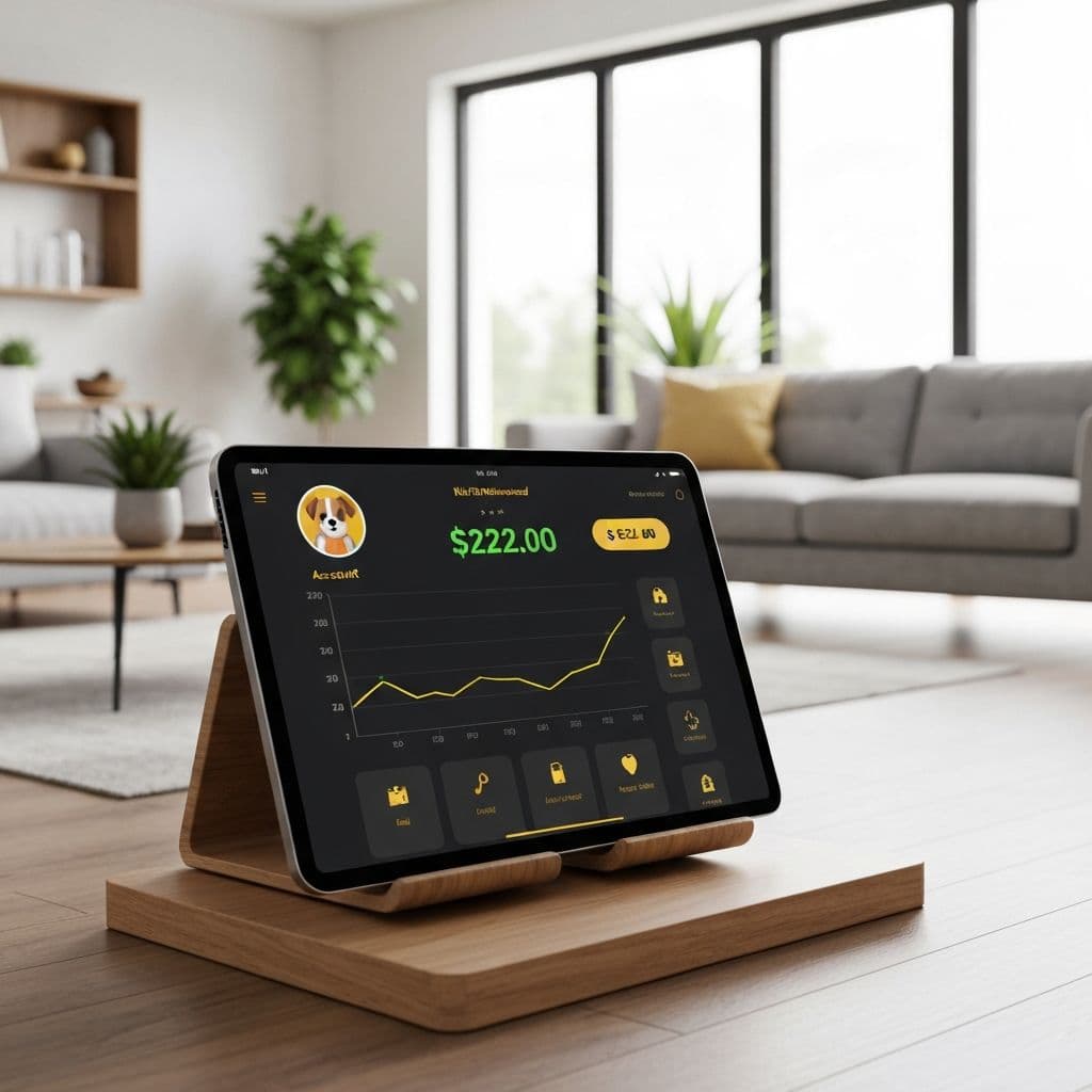 MemoryBank displayed in a modern living room as an elegant digital picture frame